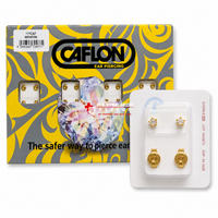 BABY EARINGS SHAPE W/ CRYSTAL STONES GOLD, CAFLON (12 PAIRS)